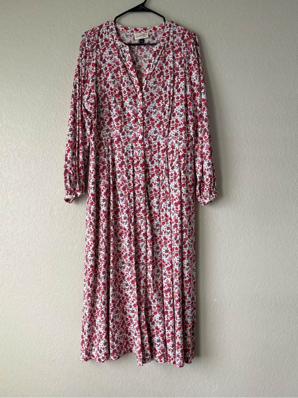 Universal Thread Red Floral Midi Dress with V-Neck and Balloon Sleeves | L - Picture 2 of 8